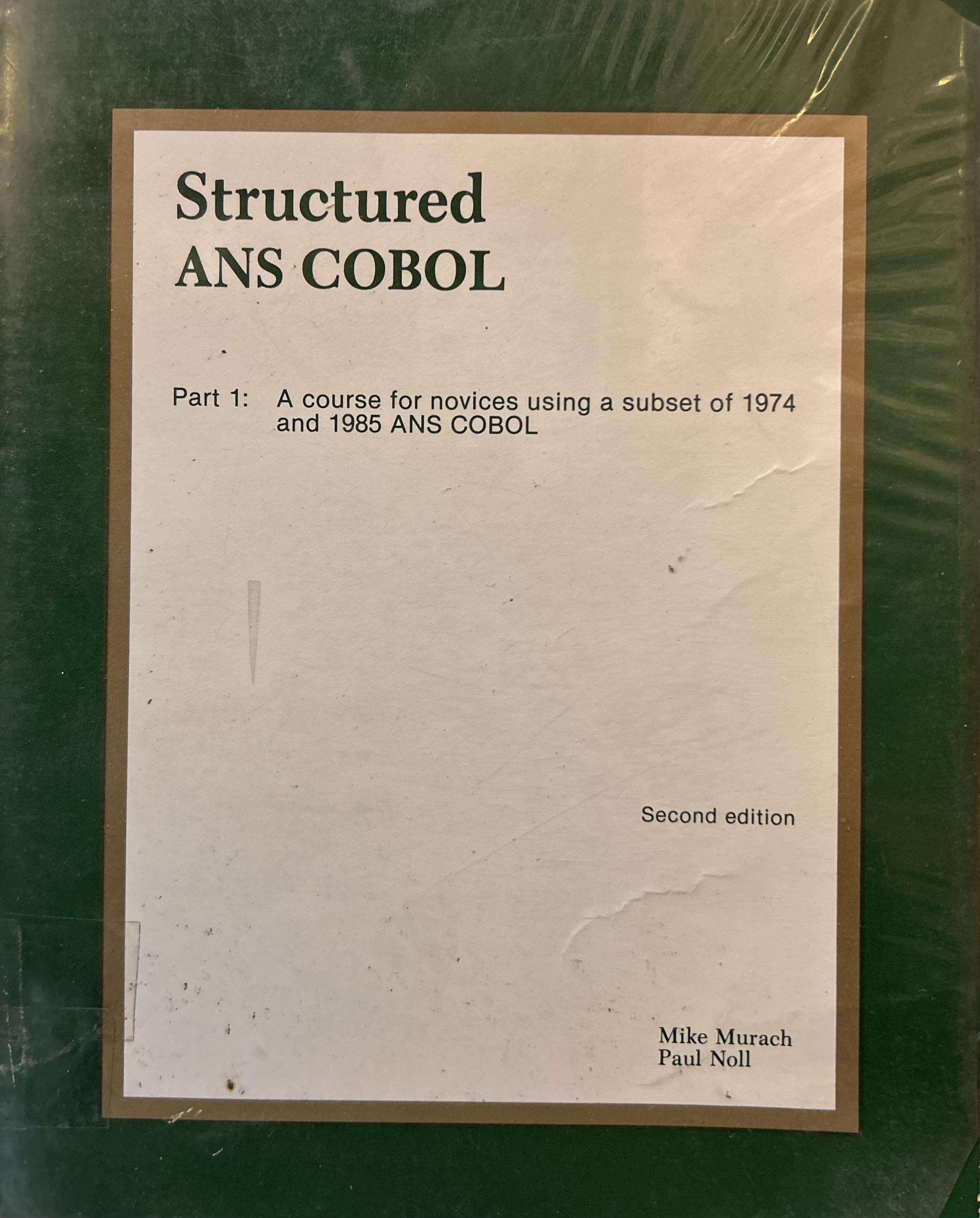 Structured ANS COBOL (Second Edition)